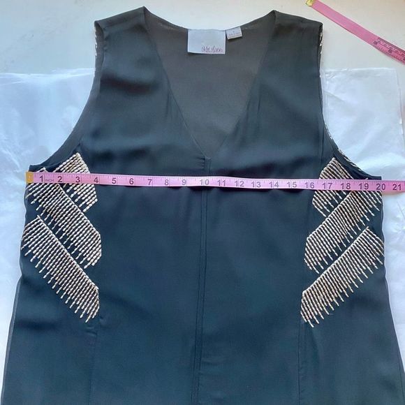 Anthropologie By Chloe Oliver Women's Black Embroidered Shift Dress Size L - Picture 4 of 15